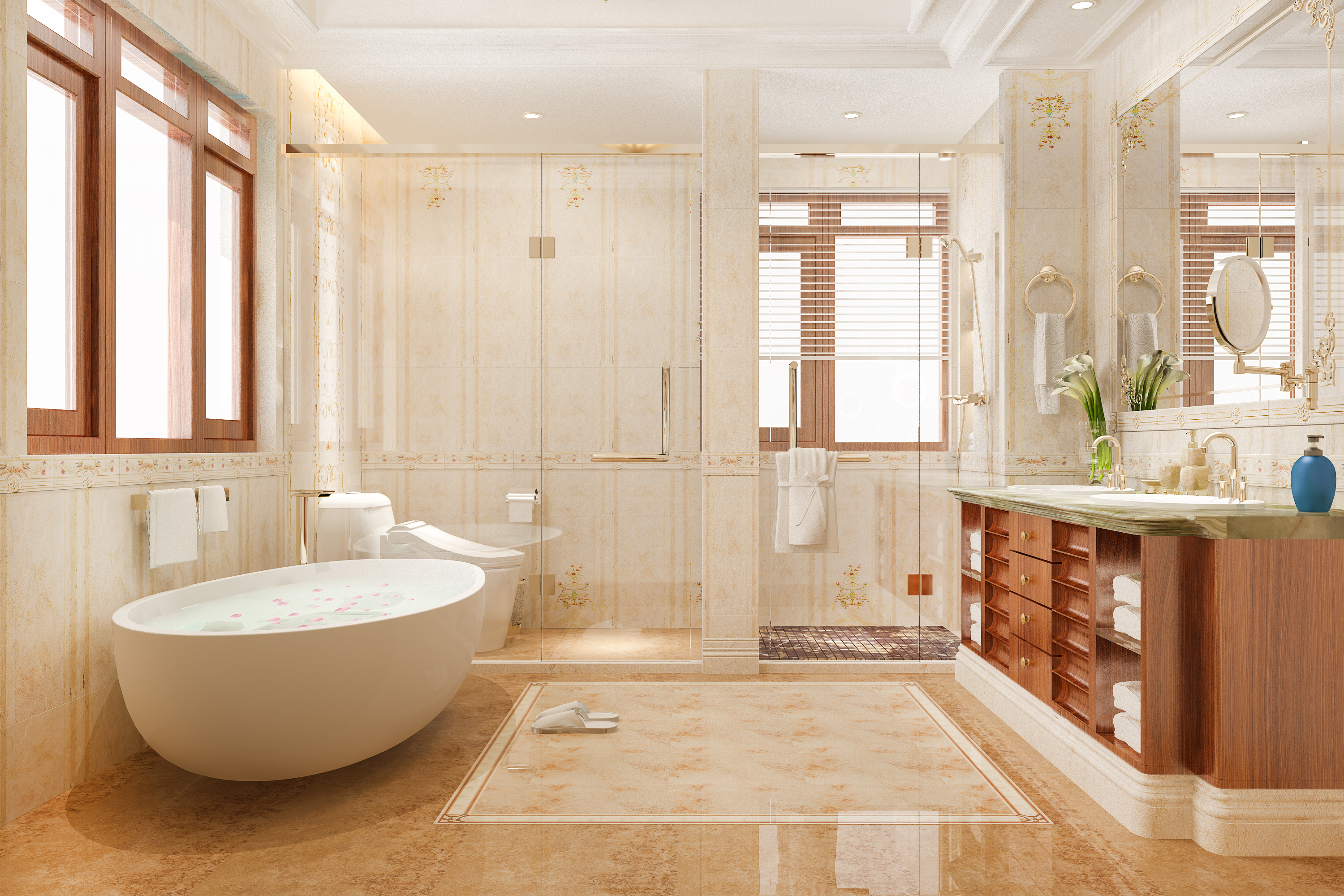 classic modern bathroom with luxury tile decor